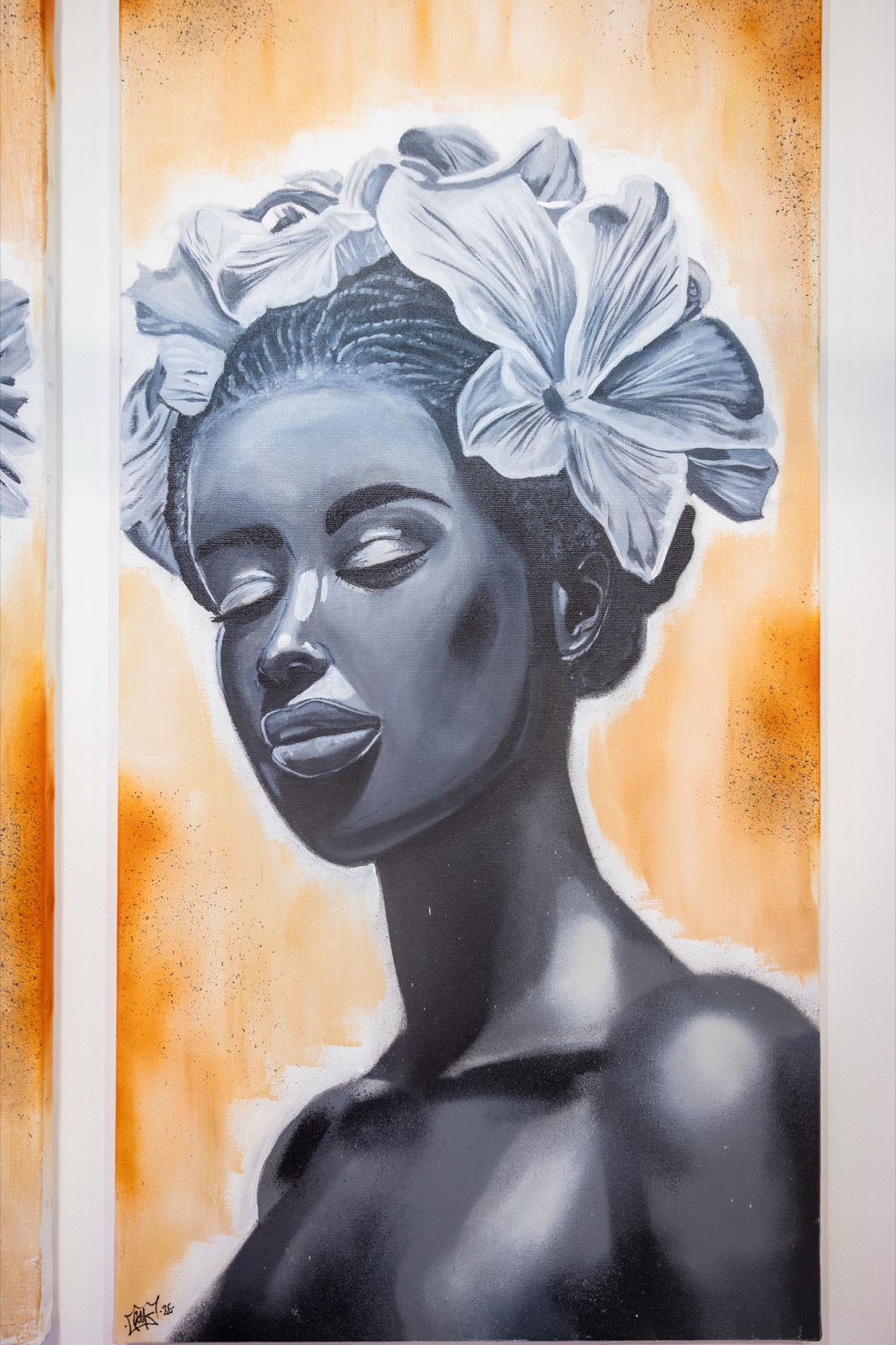 Œuvre de POCK — portrait aux fleurs